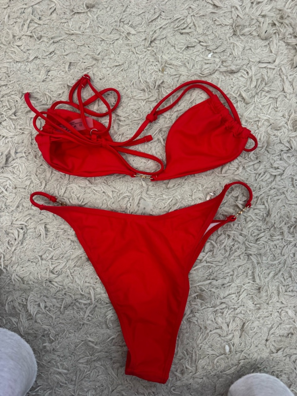 Red Triangle String Bikini Set - Women Swim
